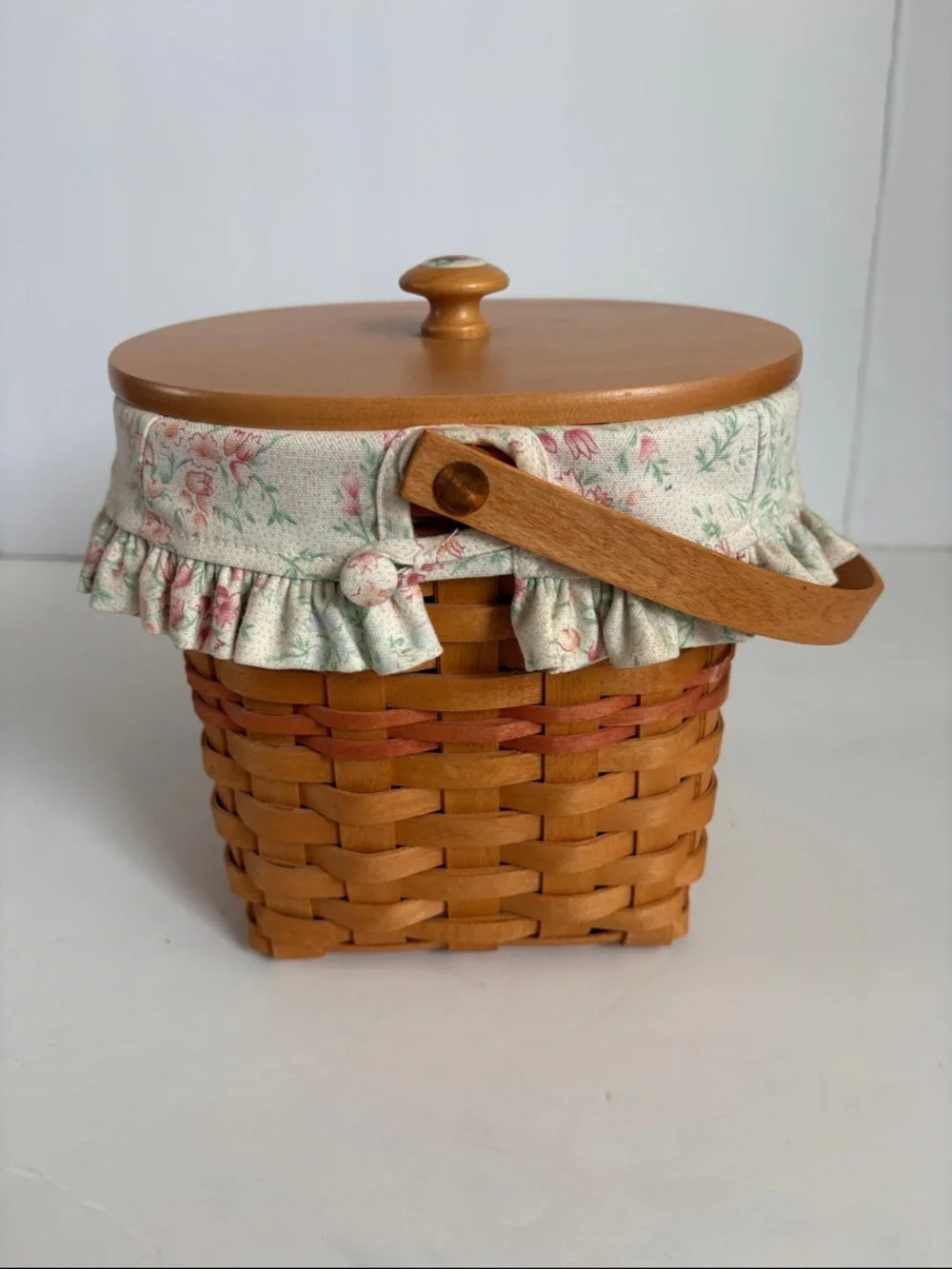 Longaberger 2001 Mother’s Day Vintage Blossoms Basket w plastic and floral liner